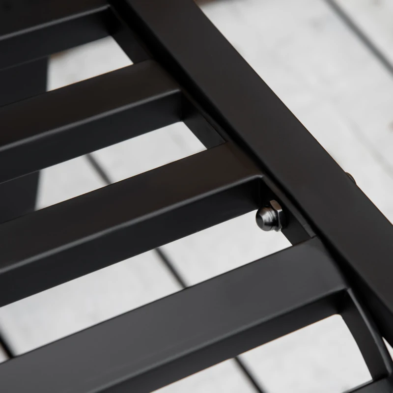 Outsunny 2 Seater Garden Bench 45" x 21.75" x 35.5" Steel Frame Loveseat for Yard, Lawn, Porch, Patio, Black and Gold