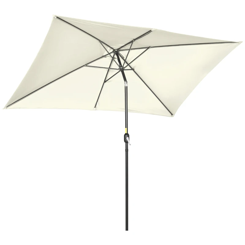 Outsunny 6.5x10ft Rectangle Aluminum Tilt Patio Umbrella, Garden Market Parasol, Outdoor Sunshade Canopy with Crank, Cream White