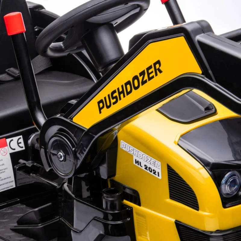 Aosom Kids Tractor 6V Battery Powered Digger Ride On Excavator Music Headlight Moving Forward Backward Yellow