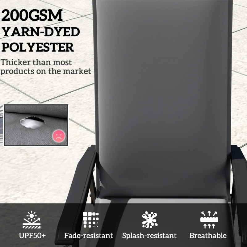 Outsunny Outdoor Chair Cushions Set of 2 High Back Patio Seat Cushions UPF50+ Fade Resistant Yarn-Dyed Polyester, Dark Grey