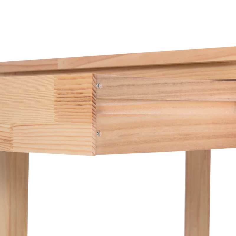 HOMCOM 42" Kitchen Trolley Cart Rolling Island Utility Serving Cart with 2 Drawers and 3-Tier Shelf Pine Wood