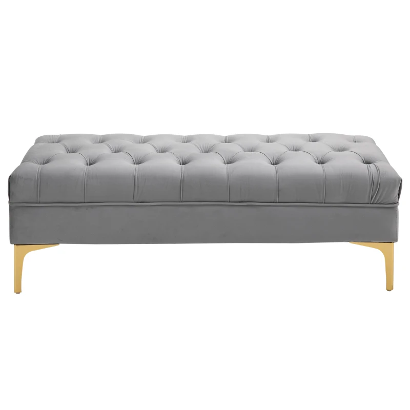 HOMCOM End of Bed Bench, Upholstered Bench, Entryway Shoe Bench with Button Tufted for Living Room, Bedroom, Grey