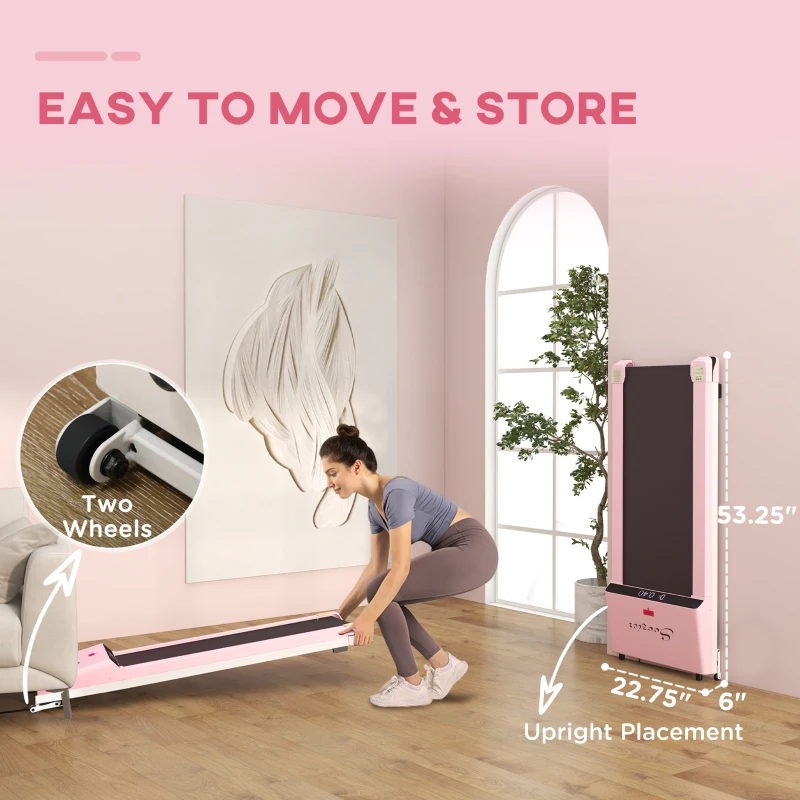 Soozier Home Gym Treadmill, Walking / Jogging Exercise Machine w/ LCD Monitor, Pink