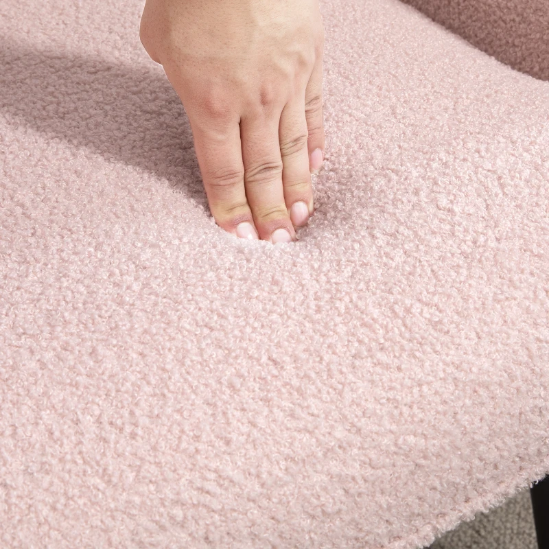 HOMCOM Accent Sherpa Chair, Upholstered Armchair, Fluffy Wingback Chair for Living Room, Reading Room, Pink