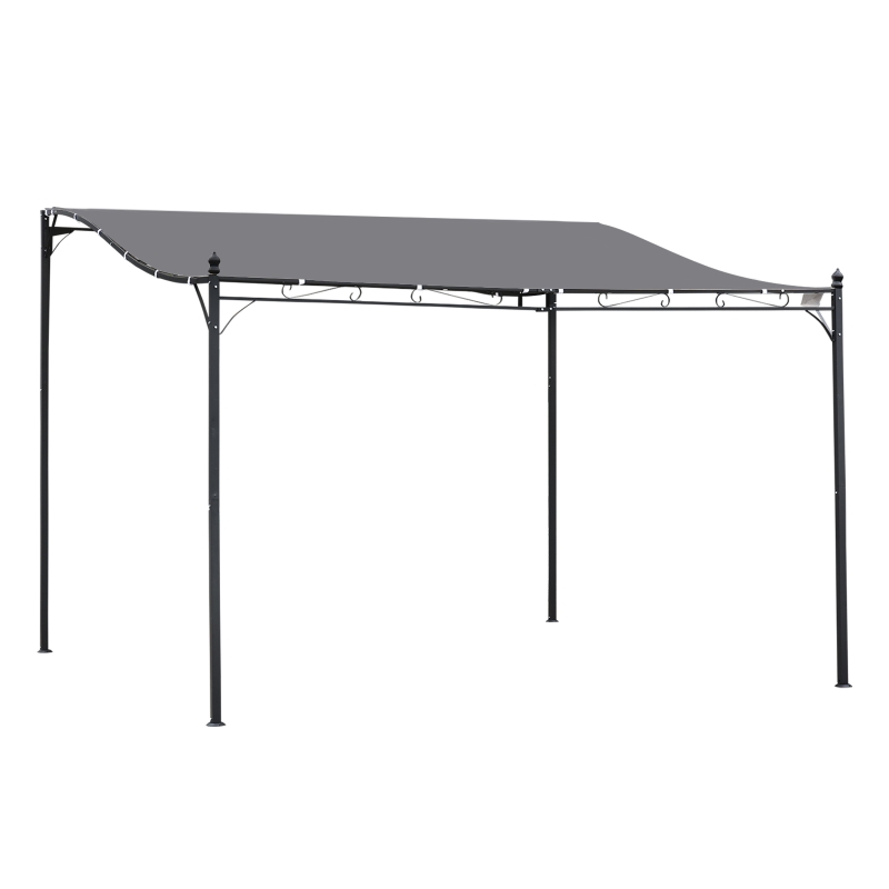 Outsunny 10' x 13' Outdoor Pergola Gazebo, Steel Patio Canopy with Weather-Resistant Fabric and Drainage Holes, Gray