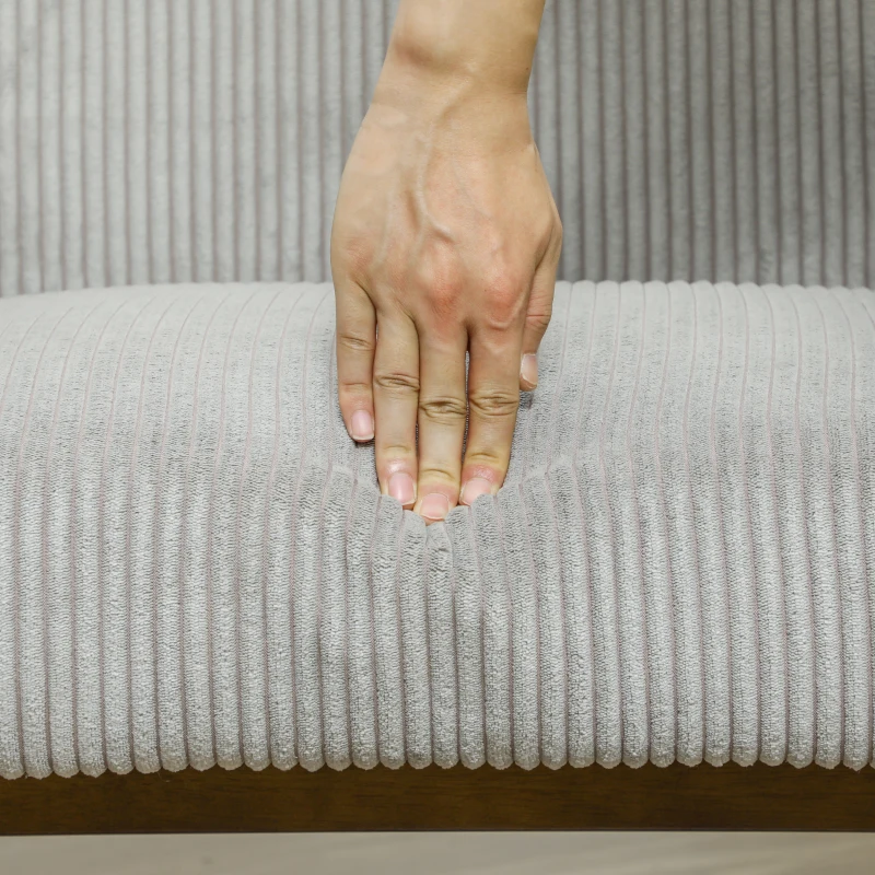 HOMCOM Corduroy Accent Chair Armchair with Wide Seat and Soft Padded Armrests for Reading, Bedroom, Light Grey