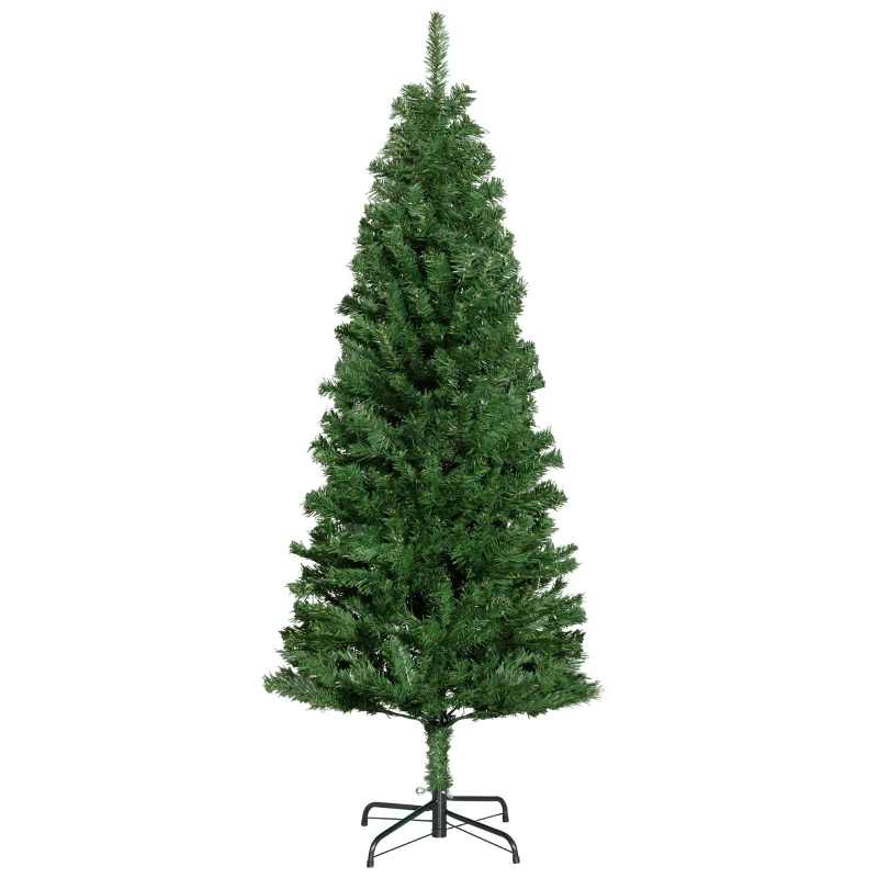 HOMCOM 5FT Pencil Christmas Tree, Artificial Christmas Tree with Automatic Open for Home Party, Green