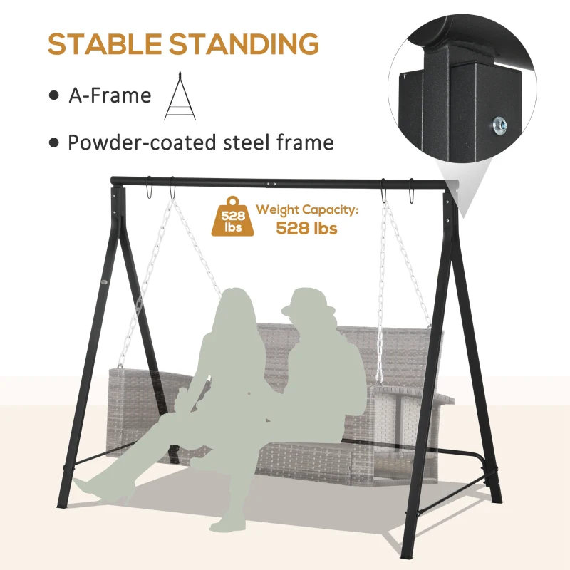 Outsunny Metal Swing Stand Swing Frame, Hanging Chair Stand Only, 528 LBS Weight Capacity, for Backyard, Patio, Lawn, Black