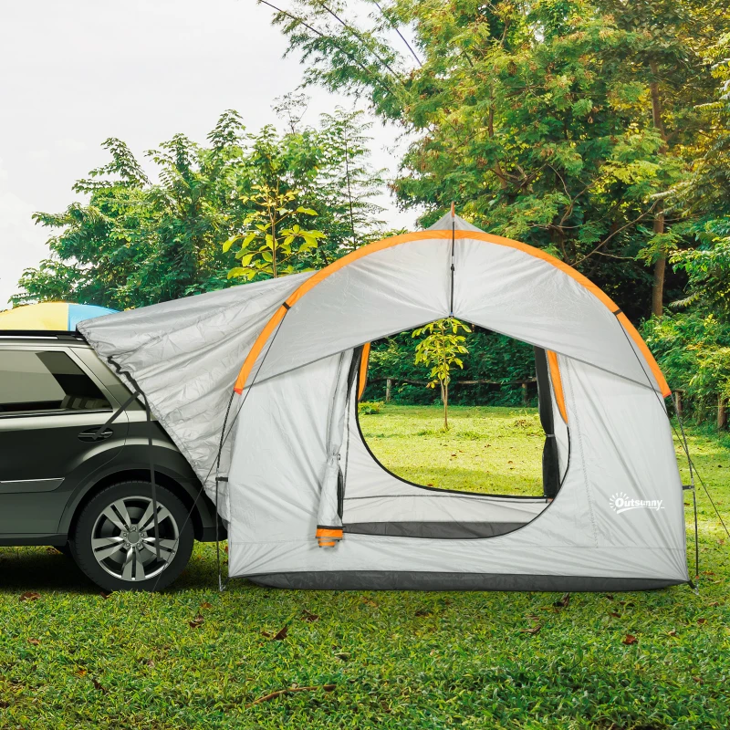 Outsunny 2000mm Waterproof SUV Tent, Car Tent with 3 Doors and Mesh Window, for 5-6 Person Camping Travel, Grey and Orange