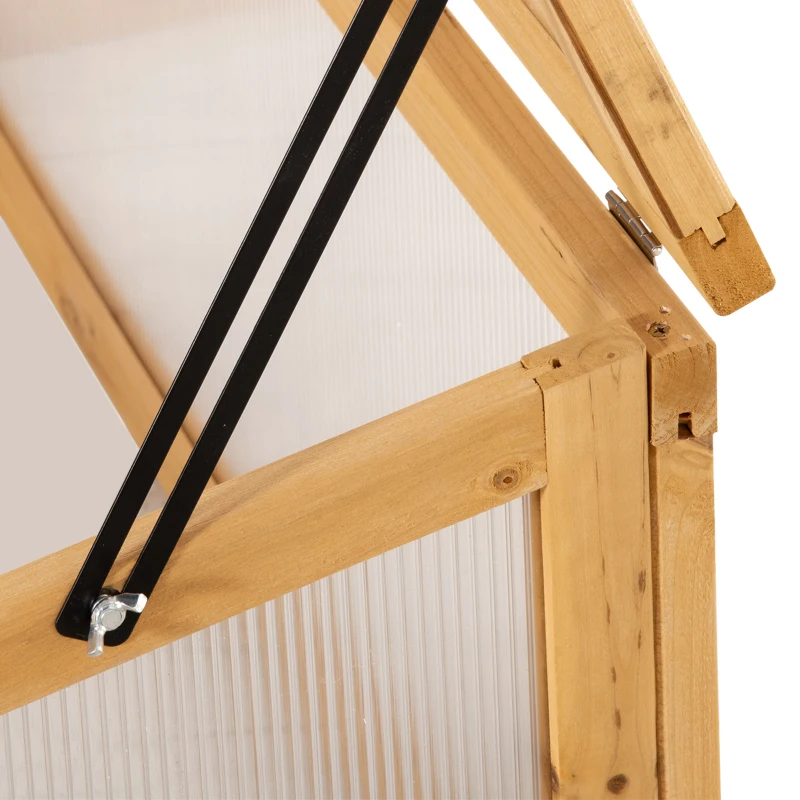 Outsunny Wooden Cold Frame Greenhouse Garden Portable Raised Planter with Openable Top for Indoor, Outdoor, Flowers, Vegetables, Plants, 35.5"x23.5"x15.75", Light Brown