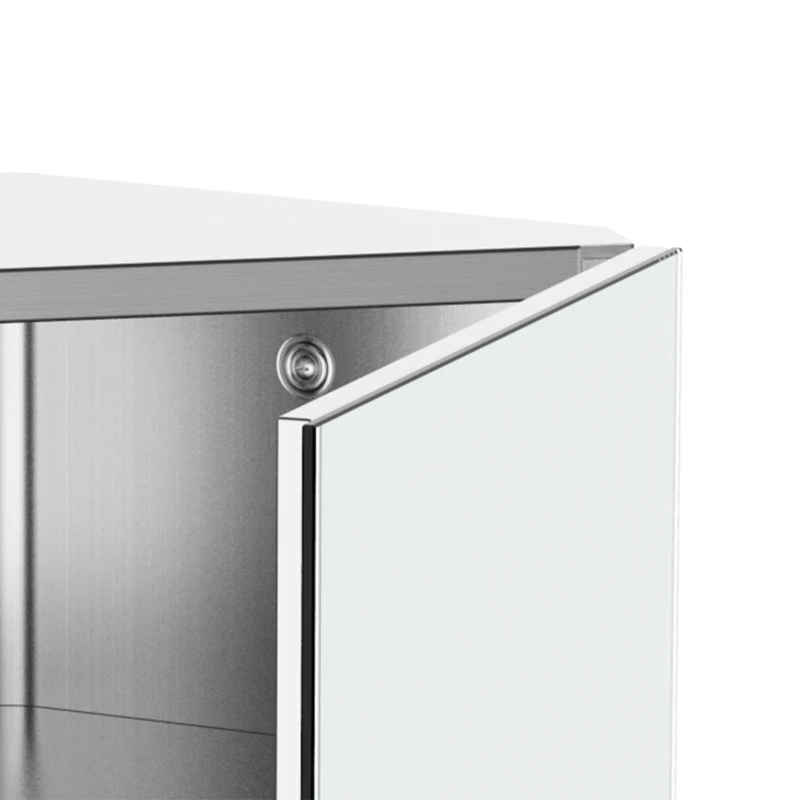 HOMCOM Wall mounted Bathroom Corner Mirror Storage Cabinet Stainless Steel with Single Door
