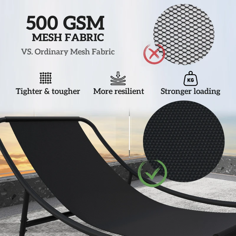 Outsunny Outdoor Patio Rocking Chair Set of 2 with Cushion, Steel Frame Balcony Chair with Mesh Deep Seat for Porch, Garden, Grey