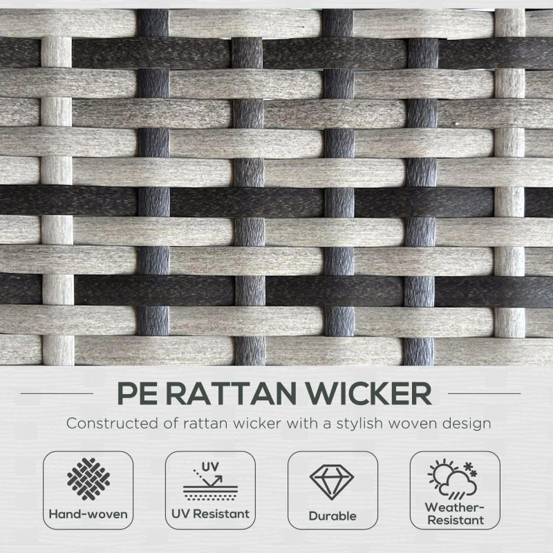 Outsunny 5PC Wicker Patio Lounger, Outdoor PE Rattan 5-level Adjustable Recliner Sofa Bed with Storage Side Table and Footstools, for Patio, Garden, Poolside, Grey