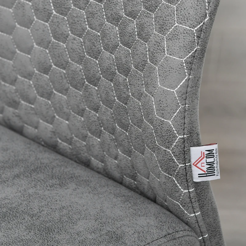 HOMCOM Set of 2 Dining Chairs High Back Accent Chair for Dining Room, Living Room with Bent Metal Base, Grey