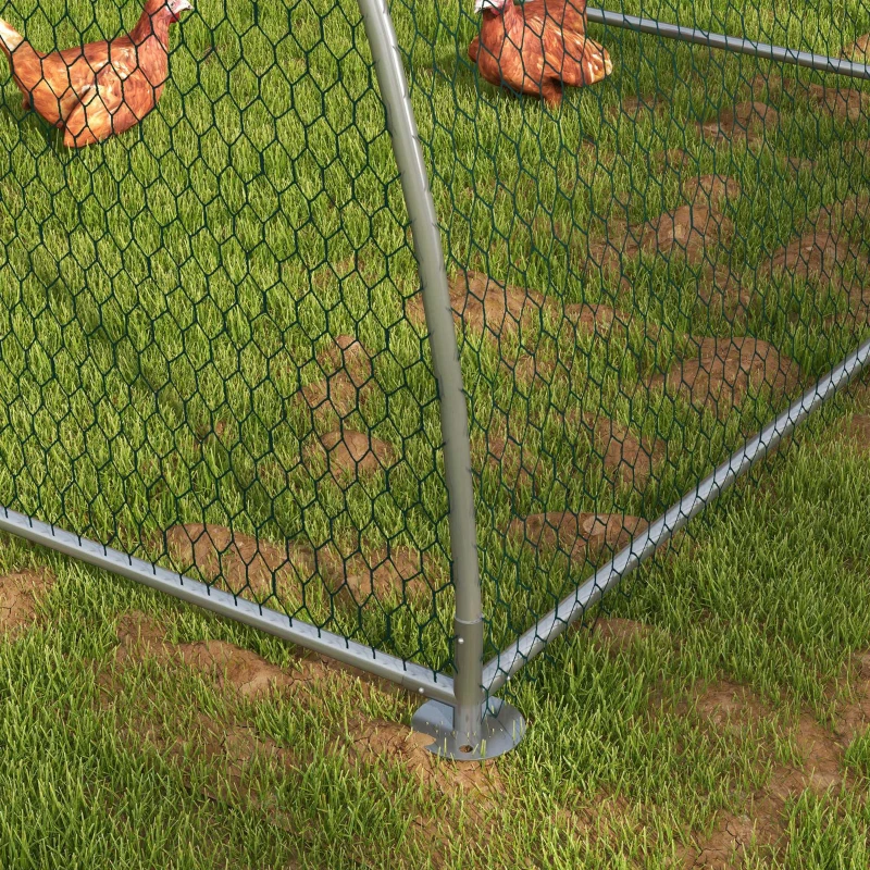 PawHut Metal Chicken Coop with Waterproof and Anti-UV Cover, Walk in Poultry Cage Outdoor for 14-18 Chickens, 10'x18.4'x7.2'