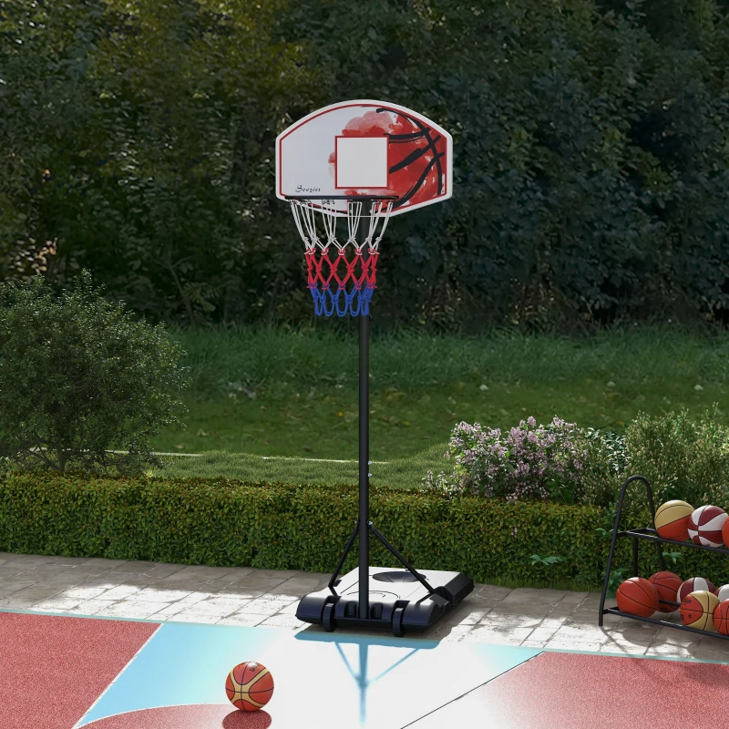 Soozier Outdoor Basketball Hoop, 6-7FT Adjustable Basketball Goal with 28.3" Backboard, Wheels and Fillable Base