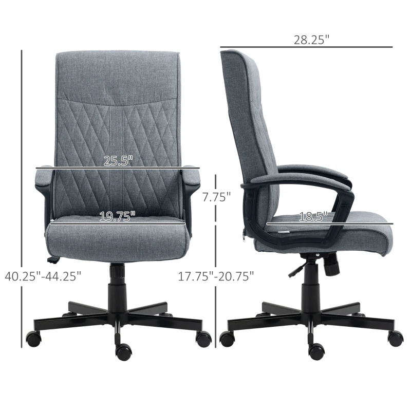 Vinsetto High-Back Home Office Chair, Computer Desk Chair with 360 Degree Swivel, Adjustable Height and Tilt Function, Dark Grey