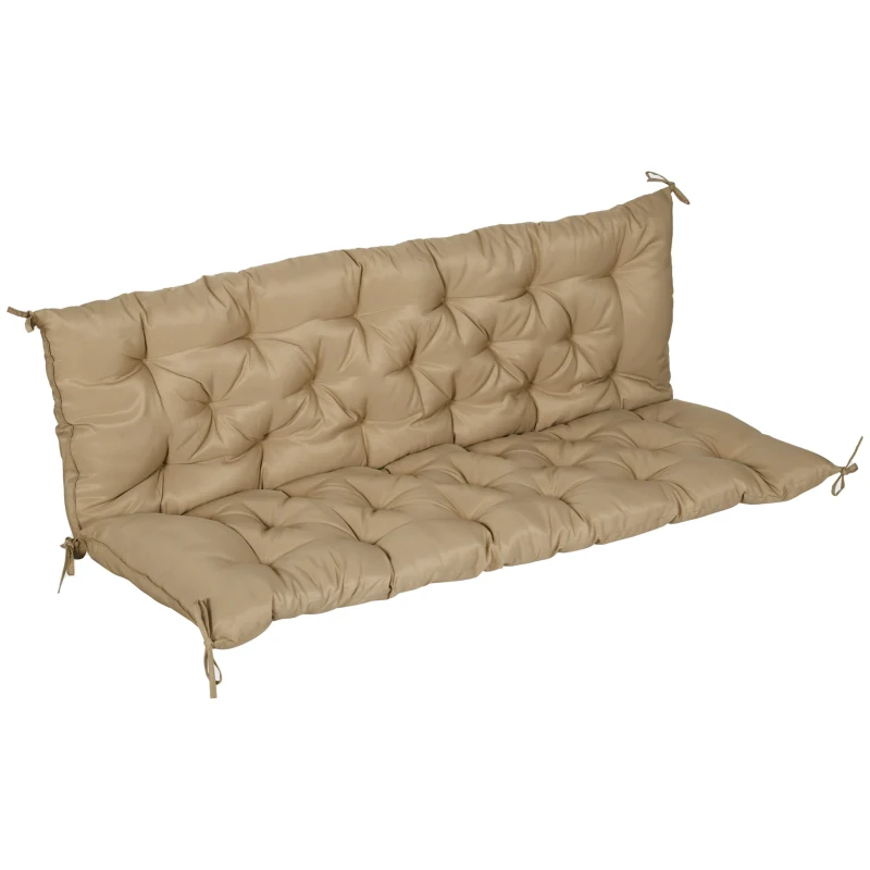 Outsunny Porch Swing Cushion Garden Bench Cushion with Backrest, Non-Slip 3-Seater Soft Pad, Swing Chair Mat Replacement for Indoor and Outdoor, 59.1" x 38.6", Khaki