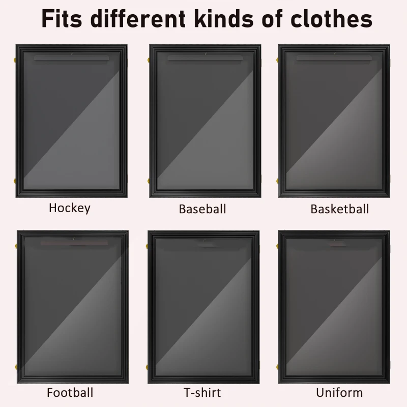 HOMCOM 24" x 32" Hockey Jersey Frame, Jersey Shadow Box for Basketball, Football, Baseball, Black