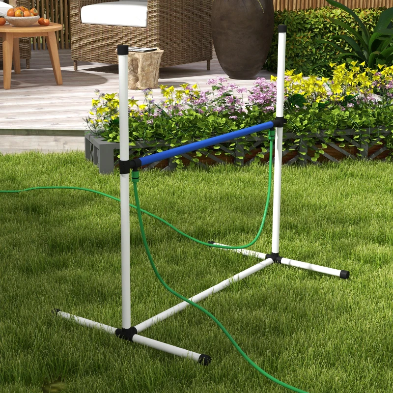 PawHut 4pc Dog Agility Training Equipment Set with Spray Water Tube, White