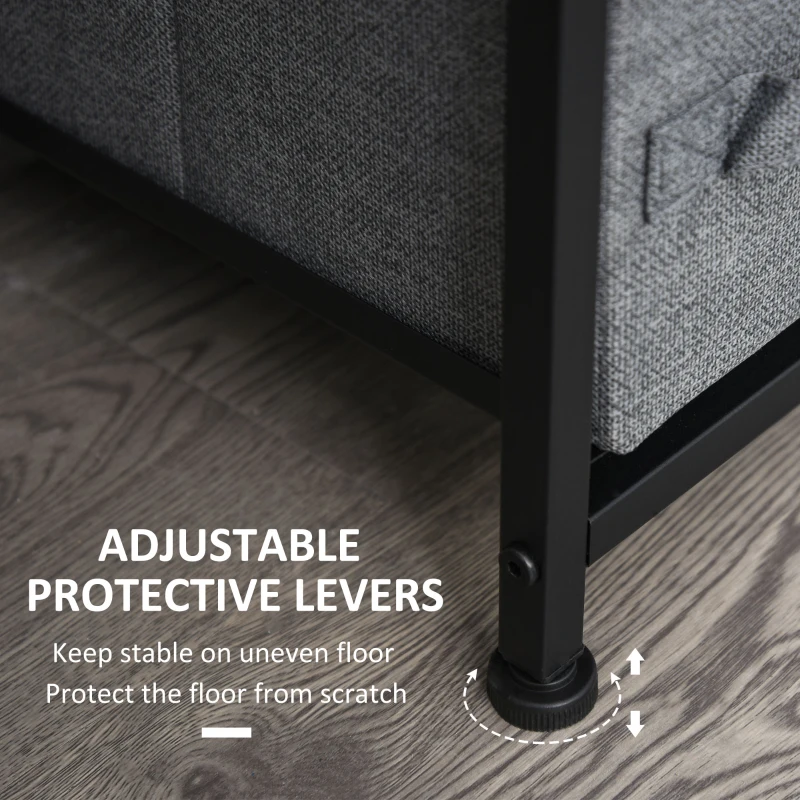 HOMCOM Dresser for Bedroom with 7 Drawers, Chest of Drawers with Metal Frame, Fabric Dresser for Living Room, Dark Grey