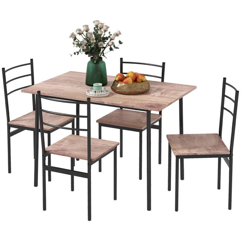 HOMCOM 5 Piece Dining Table Set for 4, Space Saving Table and 4 Chairs