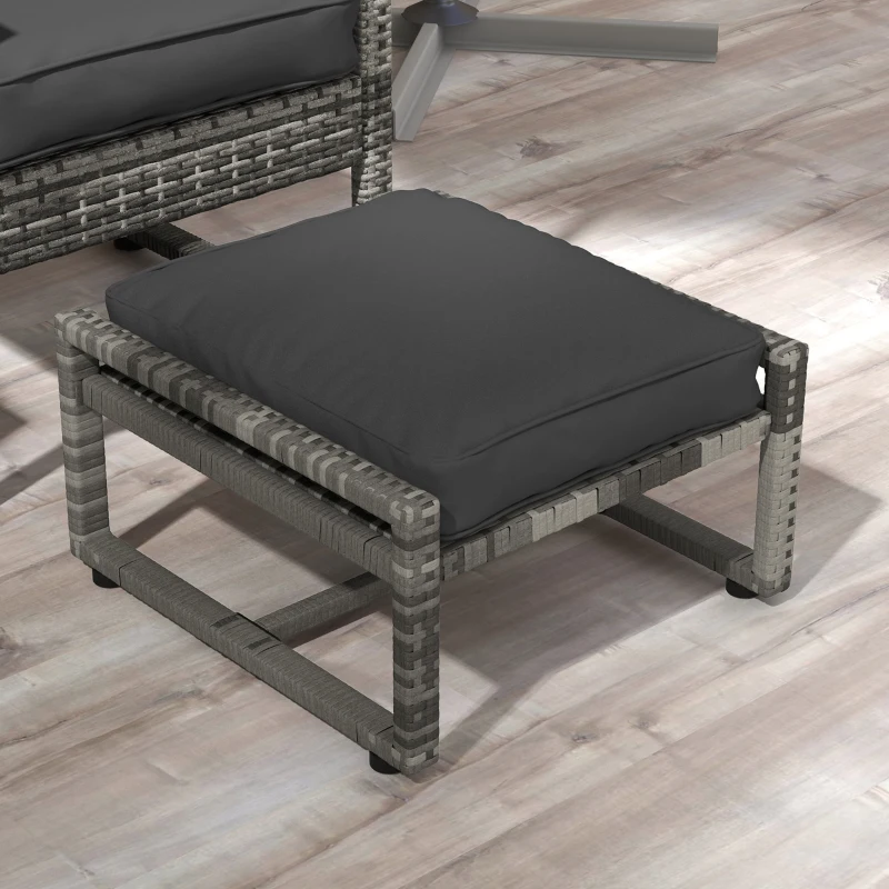 Outsunny 5 Pieces Patio Furniture Set with Armchair, Stool, Table, Cushions, Outdoor Wicker Conversation Sofa Set for Garden