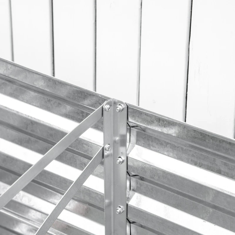 Outsunny Galvanized Raised Garden Bed, Steel Outdoor Planters with Reinforced Rods, 71'' x 35'' x 23'', Silver