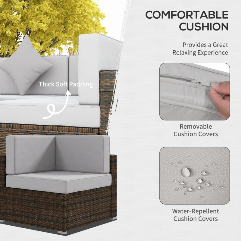 Outsunny 9 Pieces Wicker Patio Furniture Set with Cushion, Light Grey