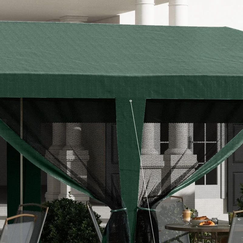Outsunny 10' x 20' Party Tent Outdoor Canopy Garden Sun Shade with 8 Mosquito Mesh Netting and Zipper Door, Green