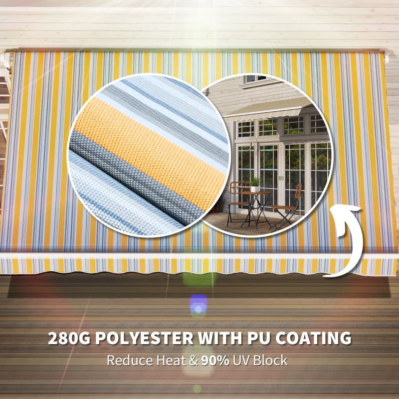 Outsunny 10' x 8' Manual Retractable Awning, Sun Shade Shelter Canopy, with Aluminum Frame and UV Protection for Patio Deck Yard Window Door, Mix Colour