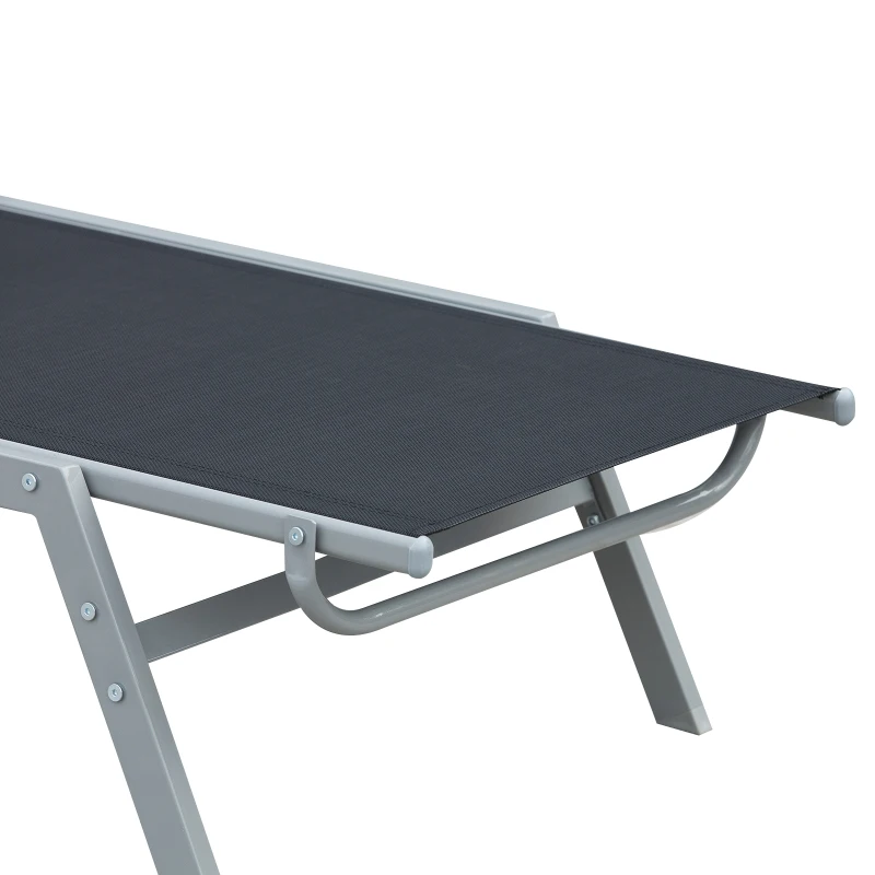 Outsunny Sun Lounger, Outdoor Chaise Lounge with 5-Position Backrest for garden, Black