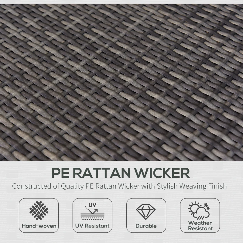 Outsunny 7pcs Garden Wicker Sectional Set w/ Tea Table Patio Rattan Lounge Sofa with Cushion, Dark Grey