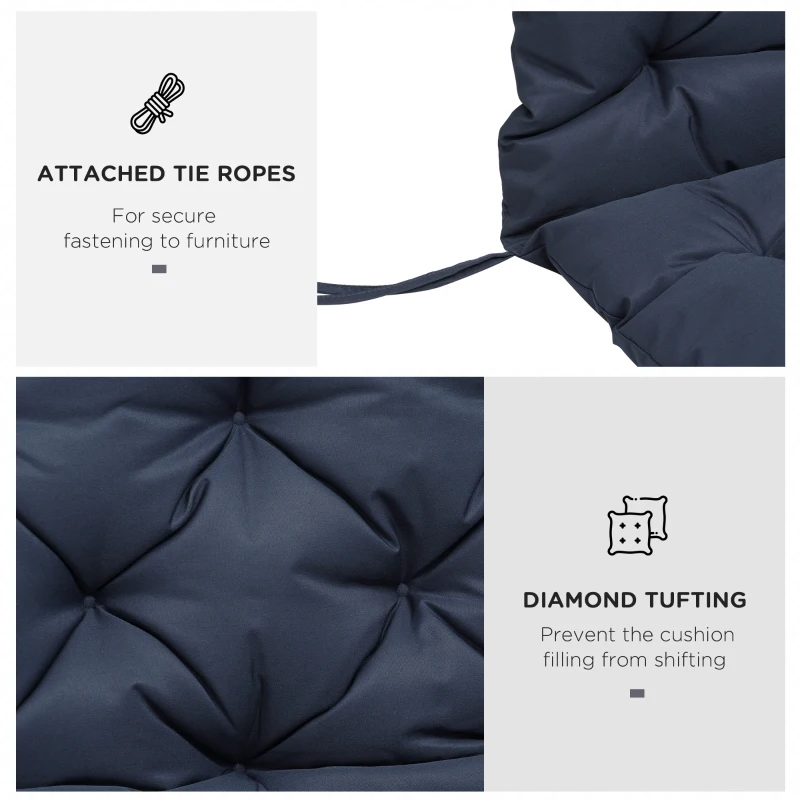 Outsunny Porch Swing Cushion Garden Bench Cushion with Backrest, Non-Slip 3-Seater Soft Pad, Swing Chair Mat Replacement for Indoor and Outdoor, 59.1" x 38.6", Dark Blue