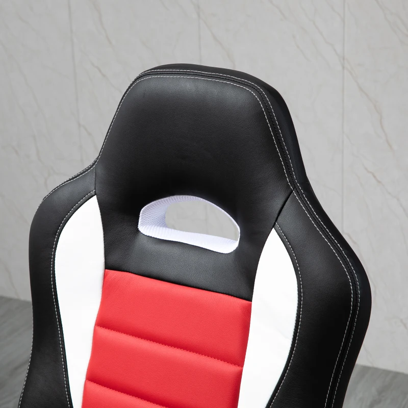 HOMCOM Racing Gaming Chair PU Leather Office Chair Executive Computer Desk Chair with Adjustable Height, Flip Up Armrest, Swivel Wheels, Red