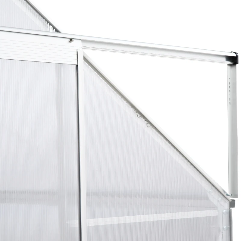 Outsunny 6' x 4' Hobby Greenhouse, Walk-in Polycarbonate Hot House Kit with Aluminum Frame, Sliding Door, Roof Vent, Silver