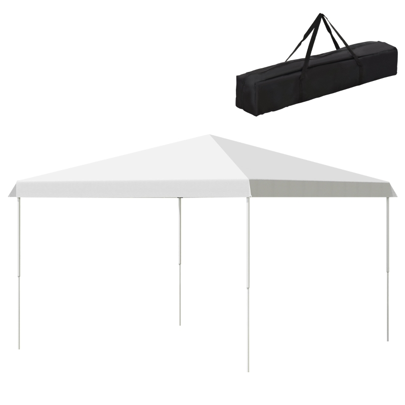 Outsunny 13' x 13' Pop Up Canopy Height Adjustable, Instant Pop Up Canopy Tent with Carrying Bag, Portable Gazebo Tent, White