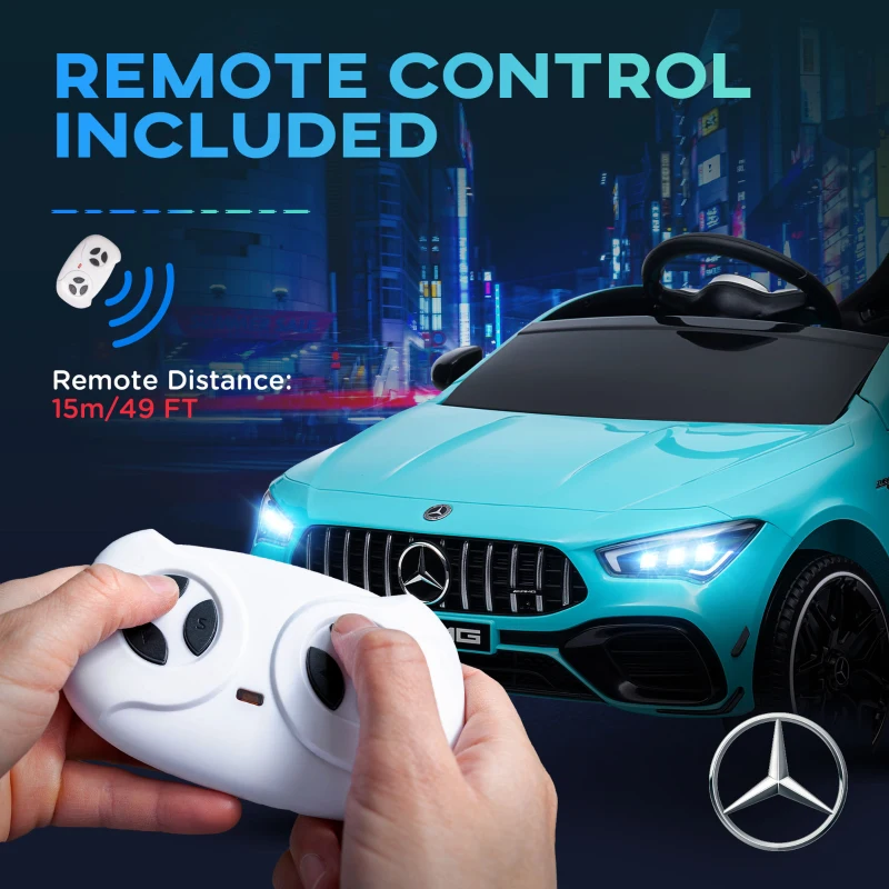 Qaba Mercedes-Benz AMG Licensed 12V Ride on Car, Kids Electric Car with Remote Control, Spring Suspension, Light Blue