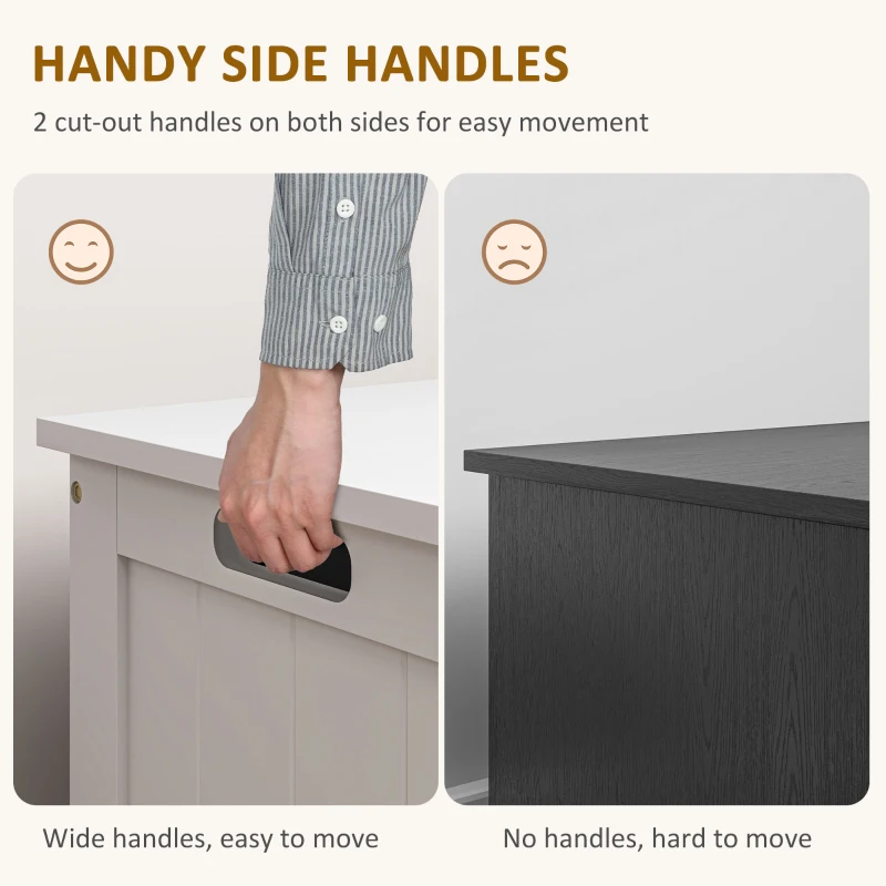 HOMCOM 29.9" Storage Trunk w/ 2 Safety Hinges, Wooden Storage Bench w/ Side Handles, Storage Chest for Playroom, White