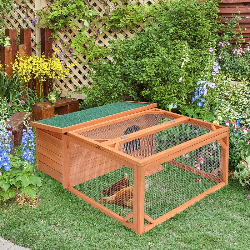 PawHut 51" Chicken Coop Wooden Hen House Rabbit Hutch Poultry Cage Pen Outdoor Backyard with Run