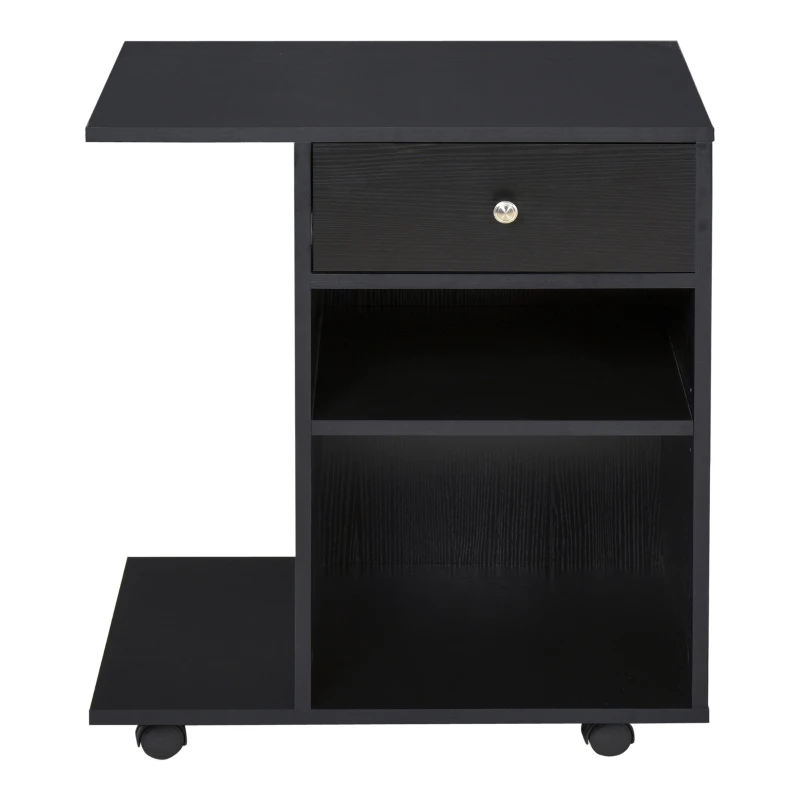 Vinsetto Mobile Printer Stand, Rolling File Cabinet Cart with Wheels, Adjustable Shelf, Drawer and CPU Stand, Black