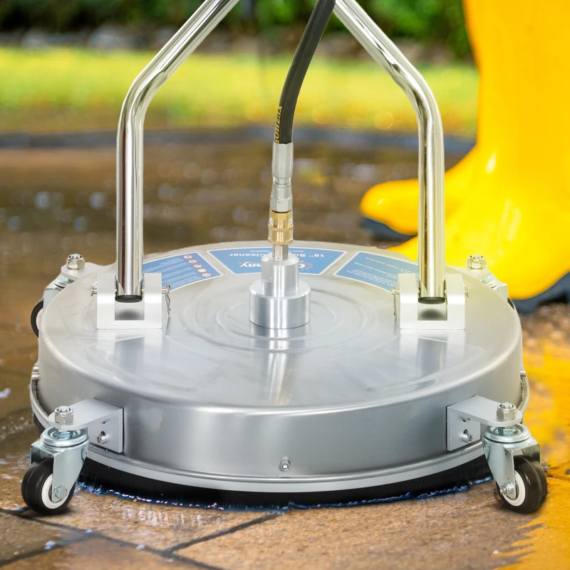Outsunny 18" Pressure Washer Surface Cleaner with 4 Wheels, Stainless Steel Power Washer Surface Cleaner with 1/4" Quick Connector, 2 Handles, 3600 PSI, Silver