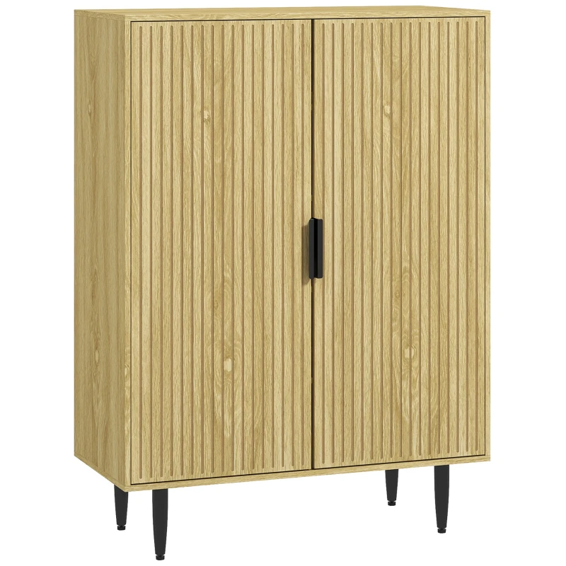 HOMCOM Entryway Shoe Cabinet with 5-Tier Shelving and Adjustable Shelves, 15 Pair Shoe Storage Organizer for Hallway, Oak