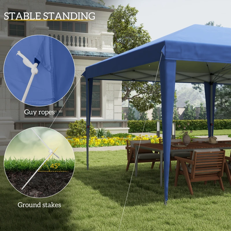 Outsunny 10' x 20' Outdoor Gazebo Pop Up Canopy Party Tent with Carrying Bag, Blue