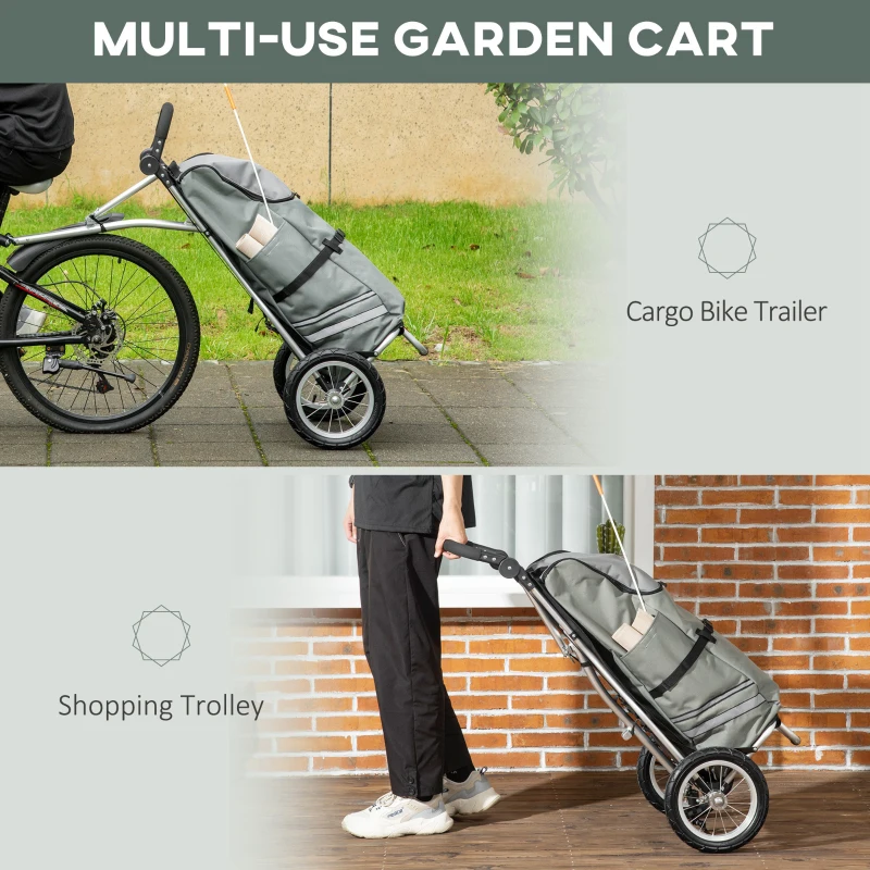 Soozier Bike Trailer, Bicycle Cargo Trailer with 12" Wheels, Reflective Strips, Outdoor Wagon Carrier with Aluminum Frame