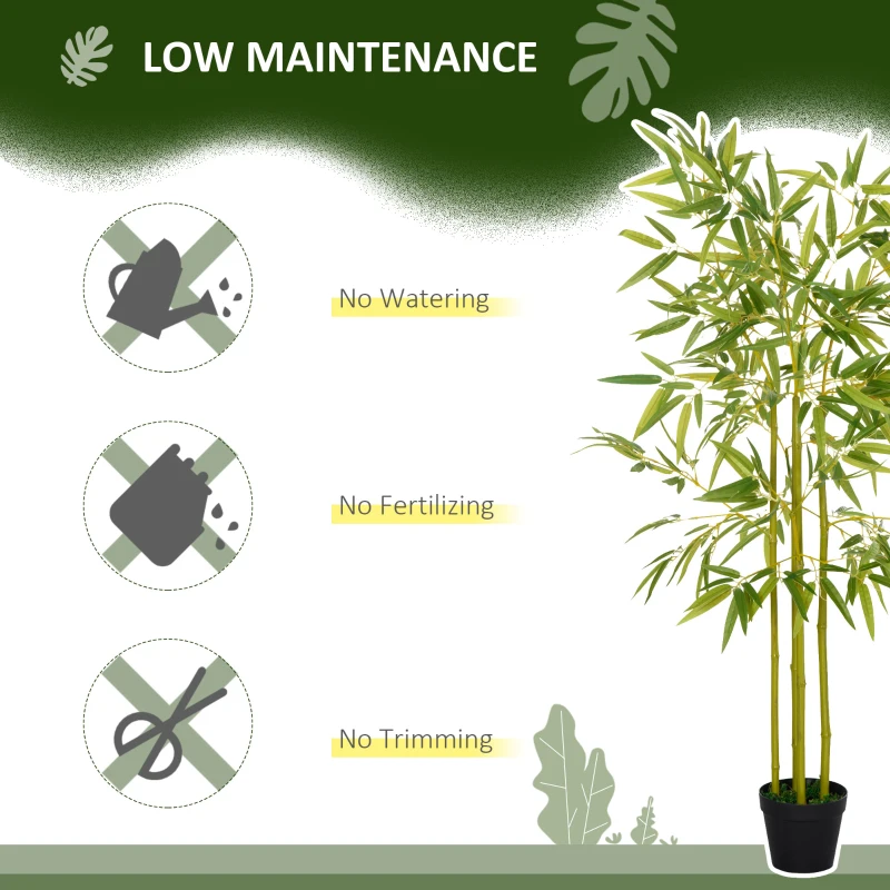 HOMCOM 5FT Artificial Bamboo Tree Faux Decorative Plant in Nursery Pot for Indoor Décor