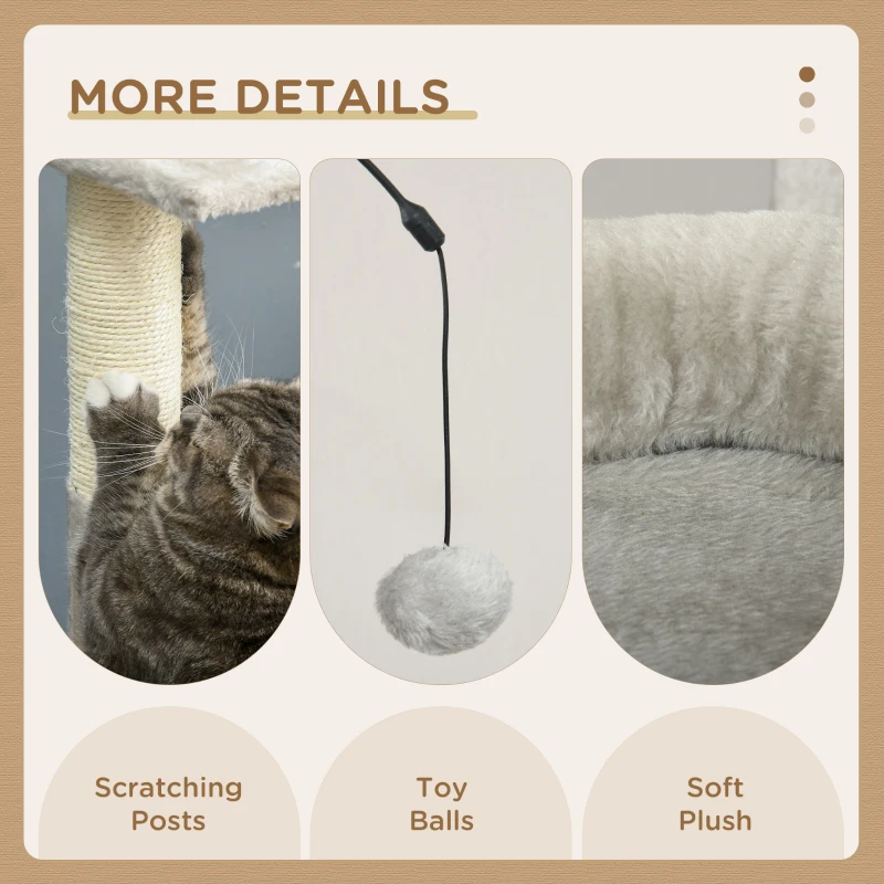 PawHut 57.5" Cat Tree for Indoor Cats with Scratching Posts, Cat Condo with Hammock, Bed, Toys, Grey