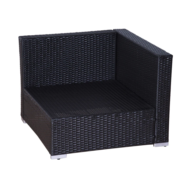 Outsunny 9 Pieces Wicker Patio Furniture Set with Cushion, PE Rattan Outdoor Conversation Set Sectional Sofa Set with 2 Loungers and Glass Tabletop, Aluminum Frame, Coffee & Red