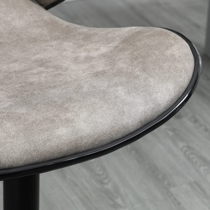 HOMCOM Adjustable Bar Stools Set of 2, Swivel Counter Height Barstools, Leathaire Upholstered Kitchen Island Stools with Back, Footrest and Steel Base, Taupe Grey