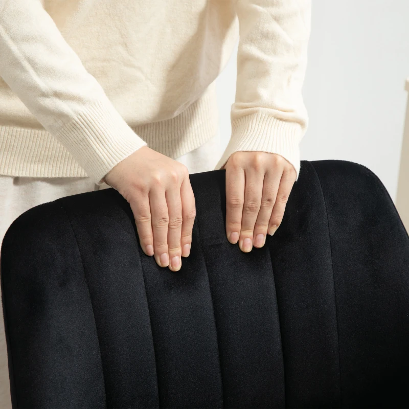 Vinsetto Mid Back Office Chair Velvet Fabric Swivel Scallop Shape Computer Desk Chair, Black